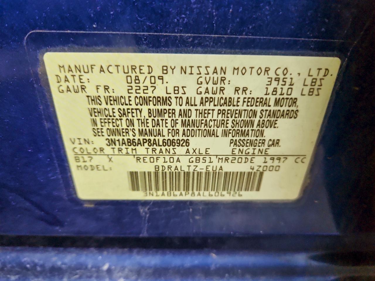 2010 NISSAN SENTRA 2.0 photo 12