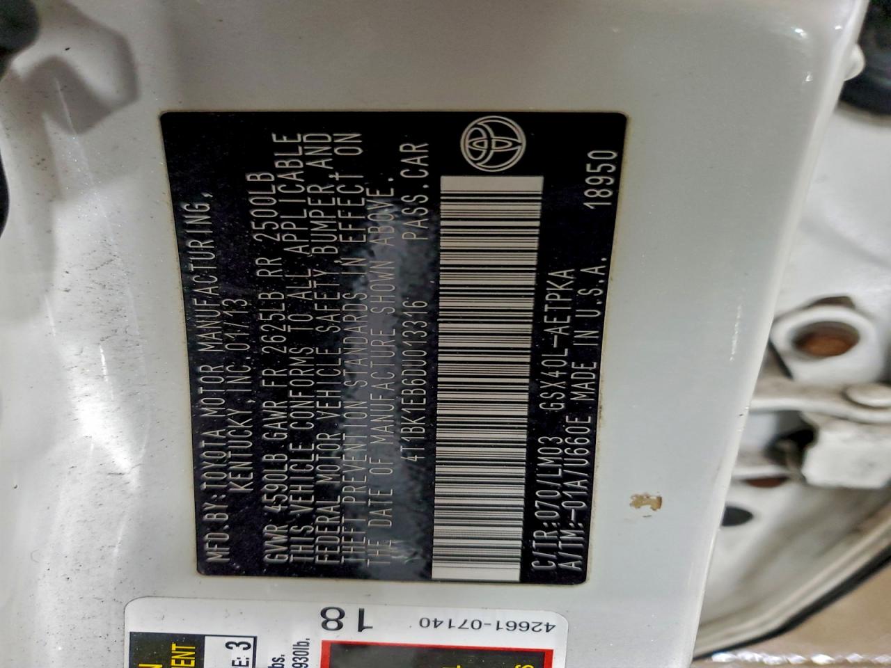 2013 TOYOTA AVALON BASE photo 12