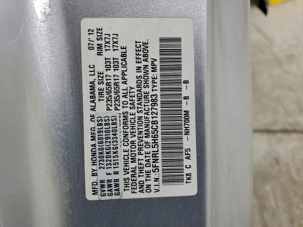 2012 HONDA ODYSSEY EXL photo 13