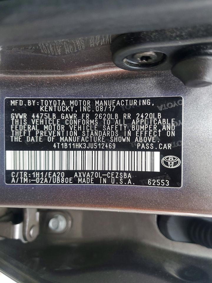 2018 TOYOTA CAMRY L photo 12