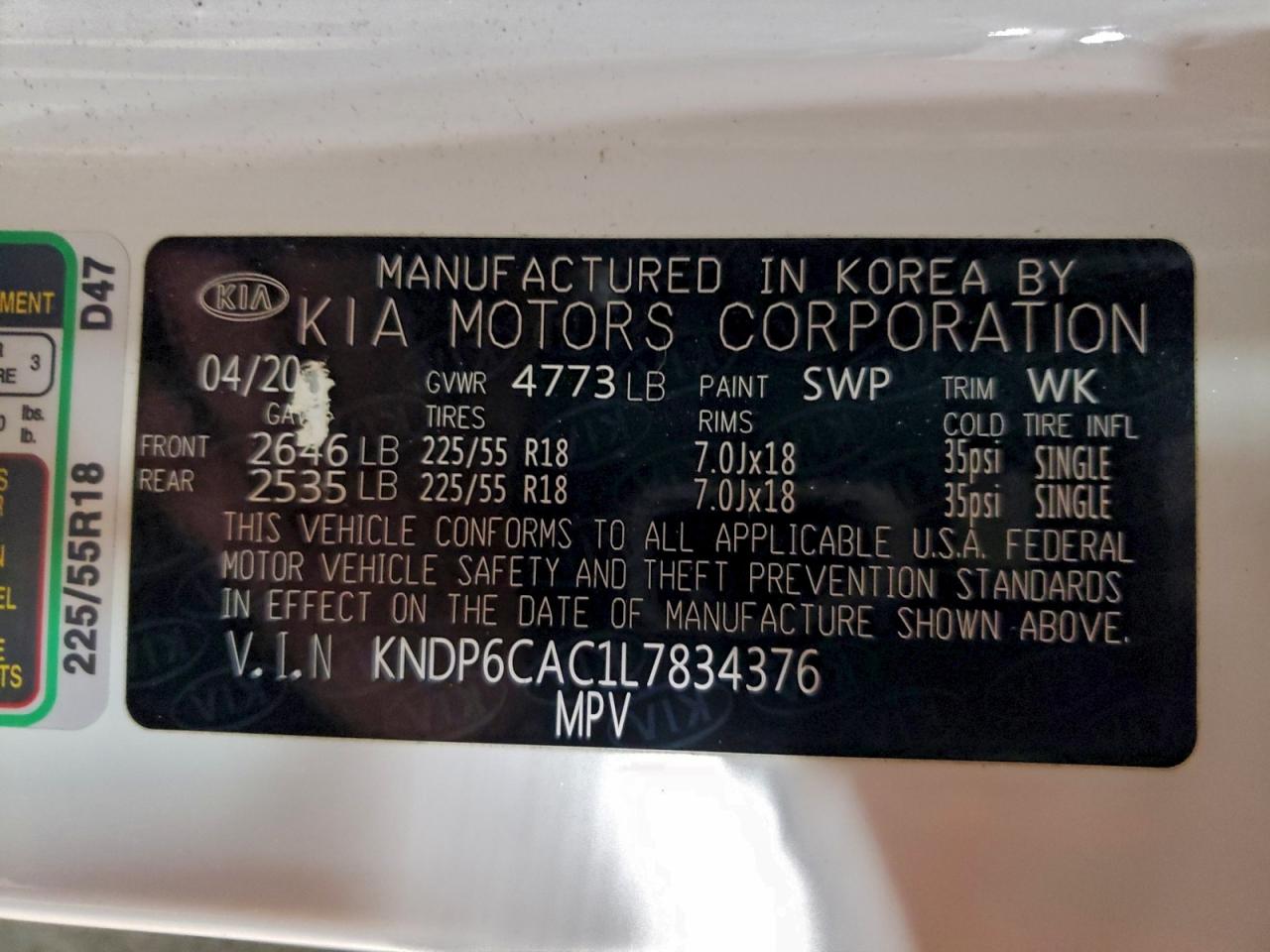 2020 KIA SPORTAGE S photo 13