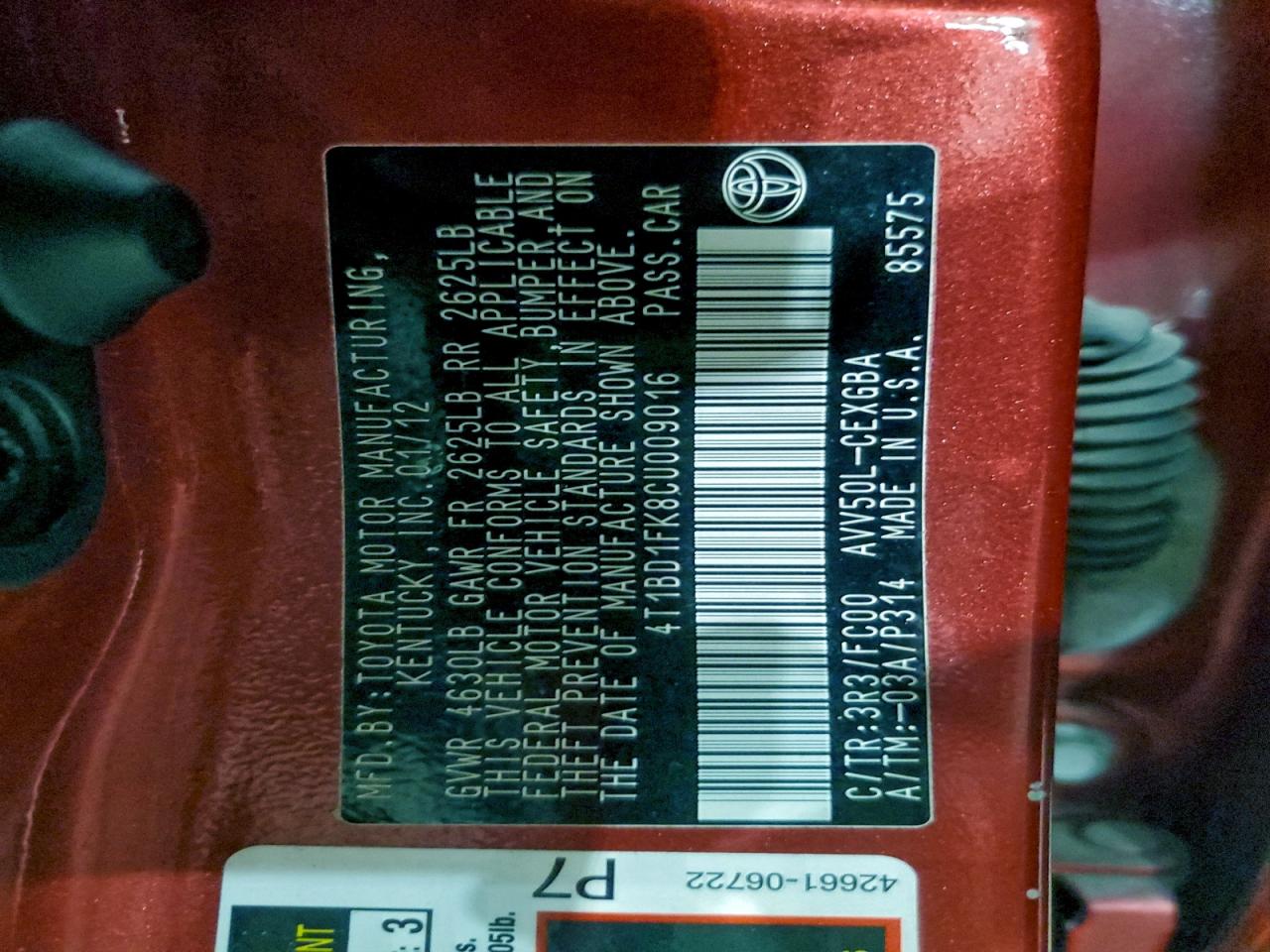 2012 TOYOTA CAMRY HYBRID photo 34