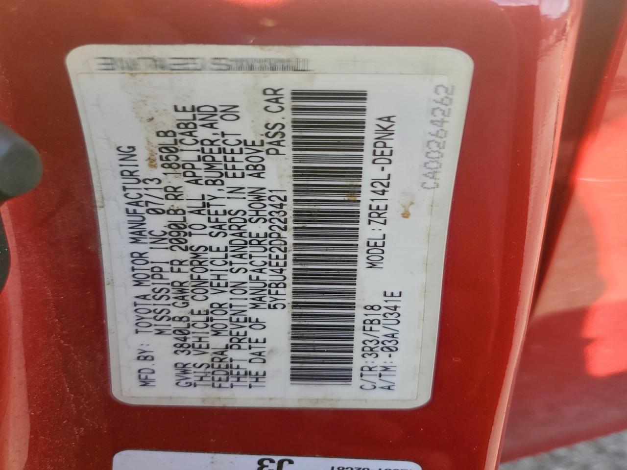 2013 TOYOTA COROLLA BASE photo 12