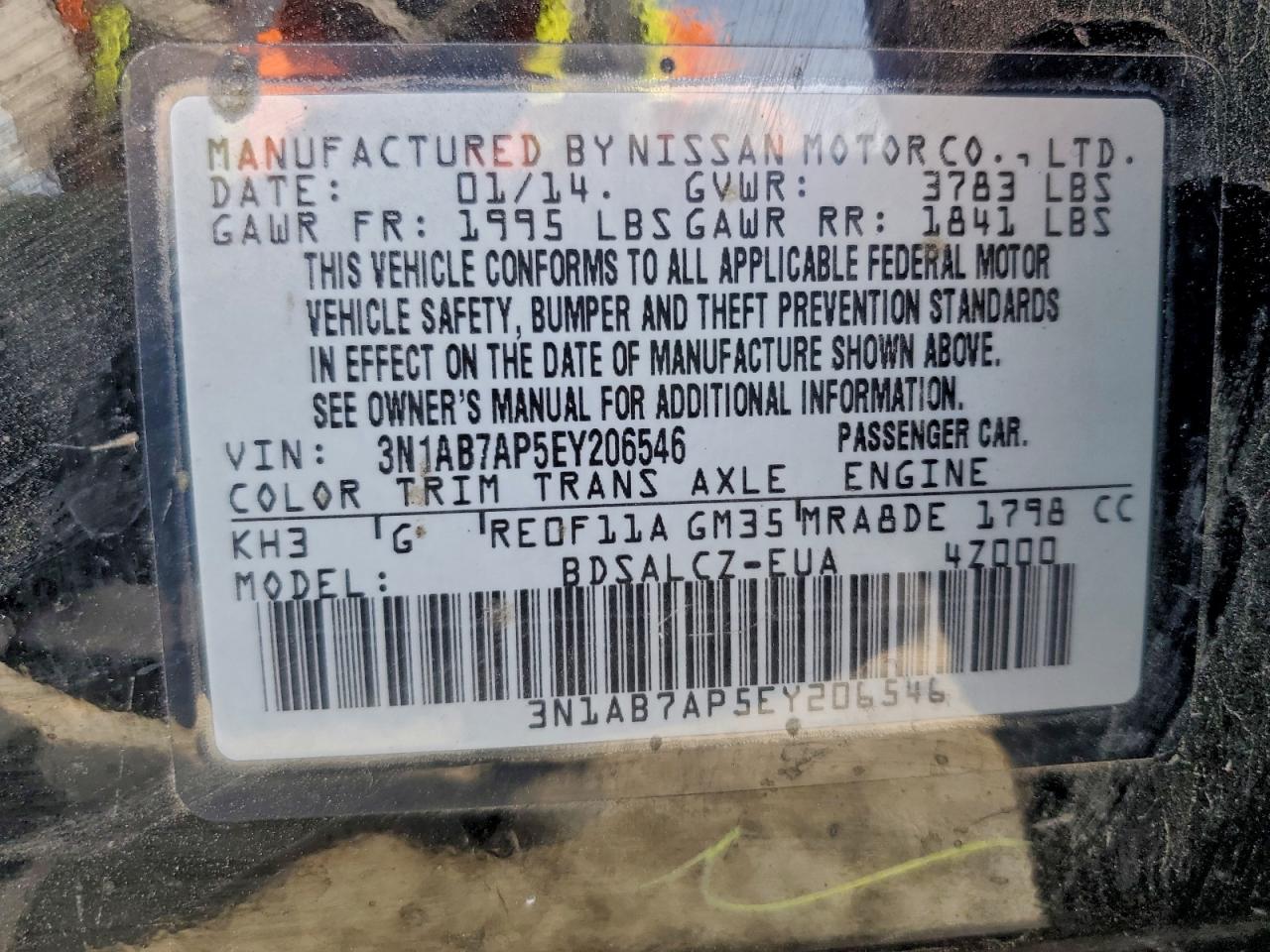 2014 NISSAN SENTRA S photo 34