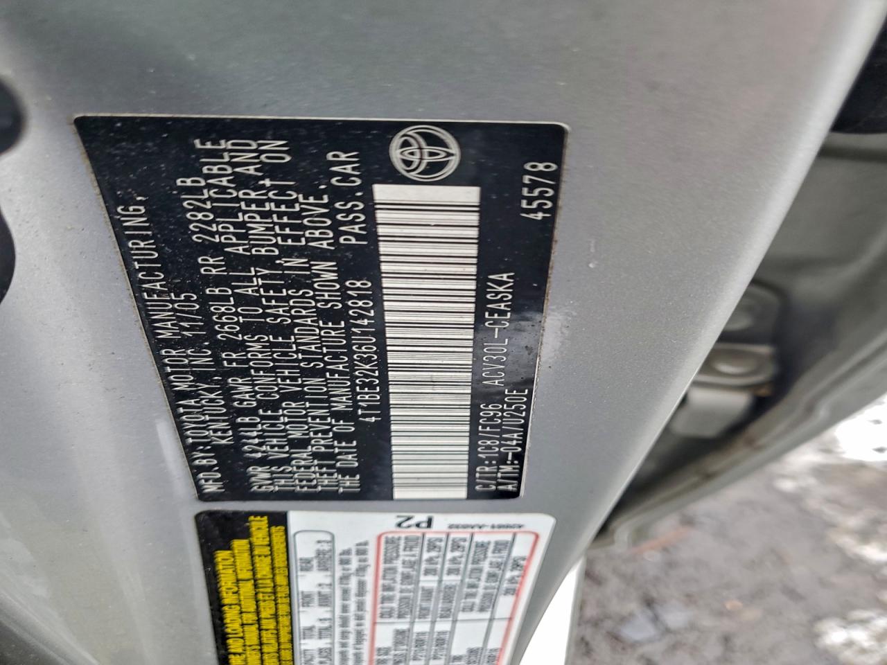 2006 TOYOTA CAMRY LE photo 12