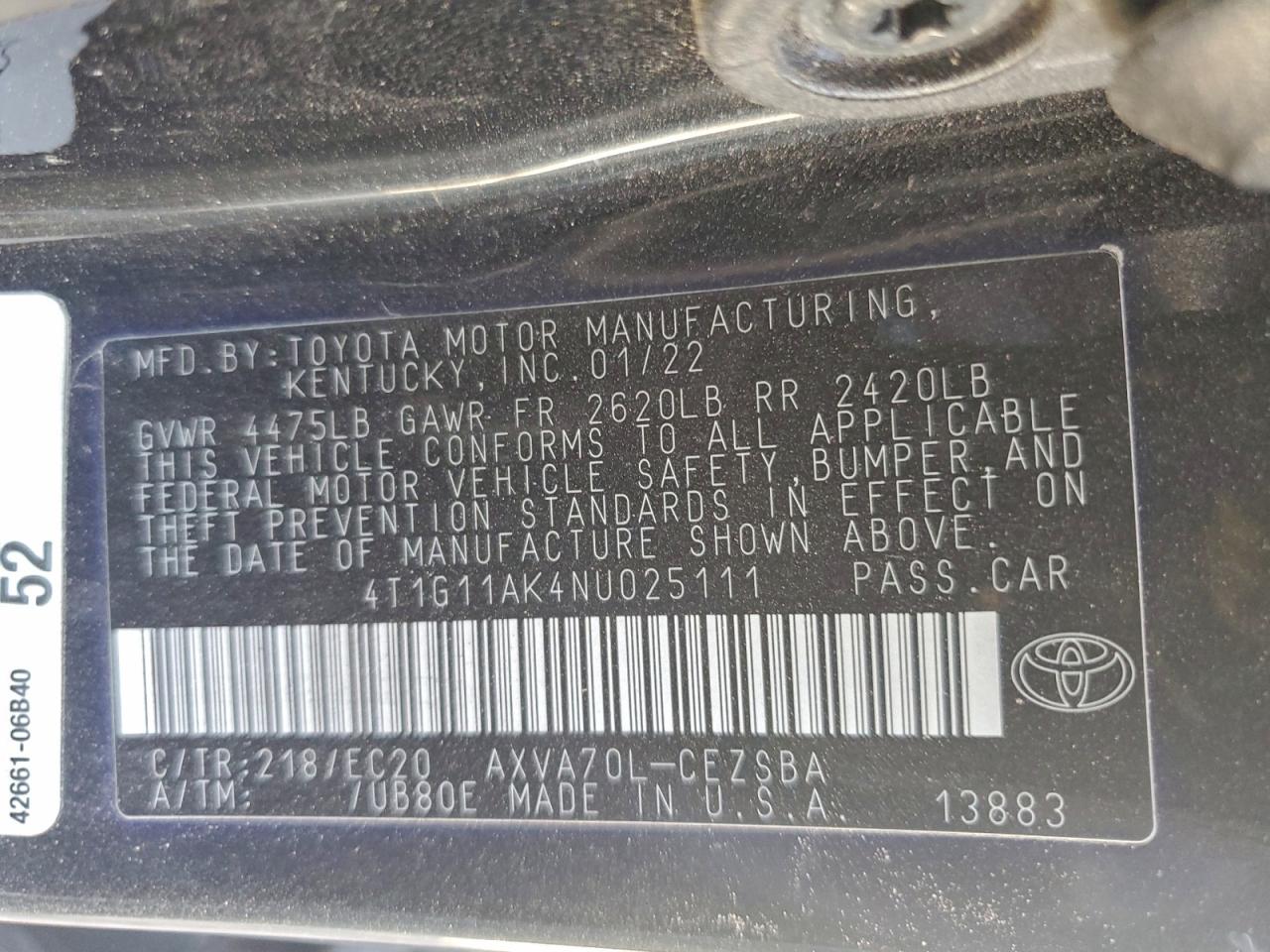 2022 TOYOTA CAMRY SE photo 25