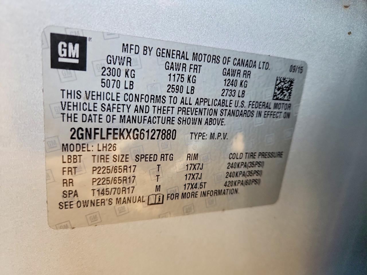 2016 CHEVROLET EQUINOX LT photo 25