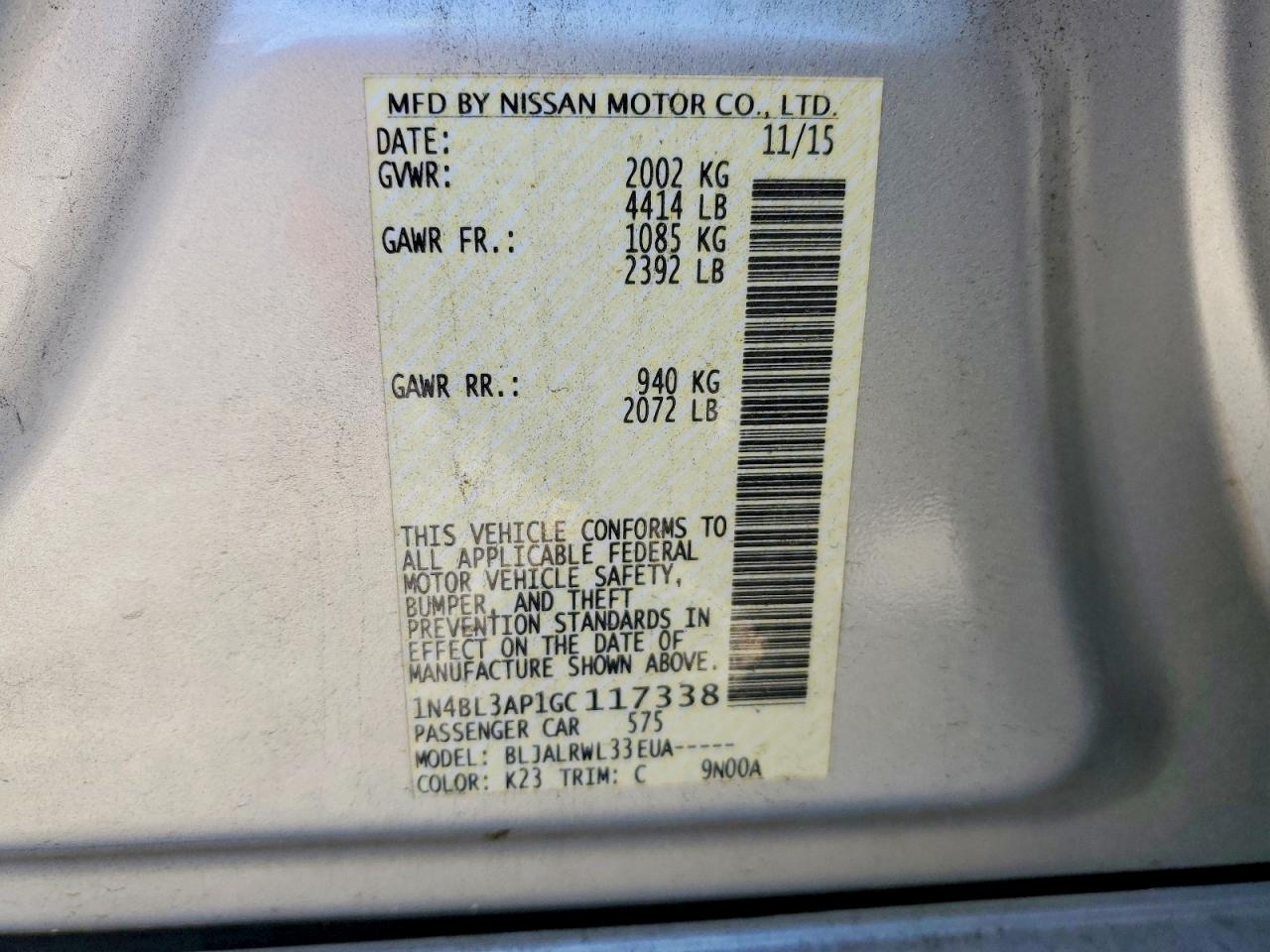 2016 NISSAN ALTIMA 3.5SL photo 12