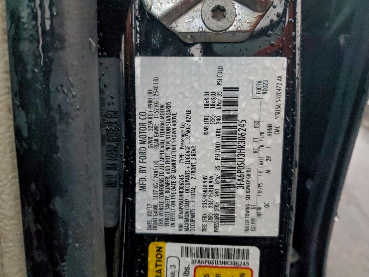 2017 FORD FUSION TITANIUM PHEV photo 12