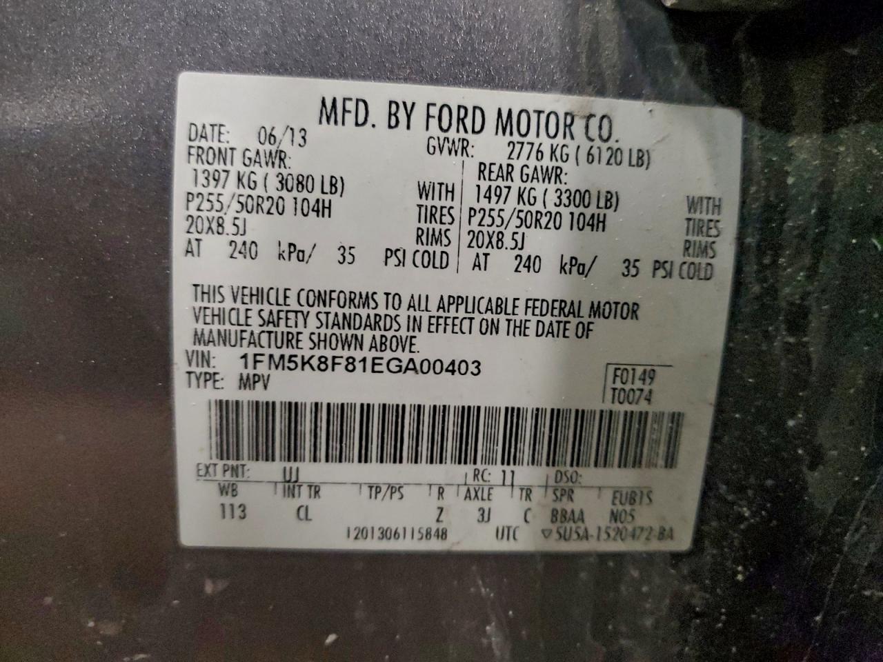 2014 FORD EXPLORER LIMITED photo 13
