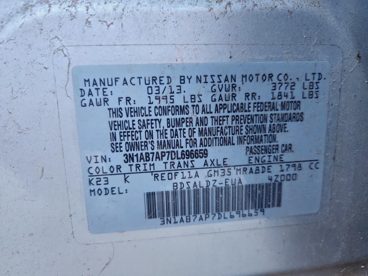 2013 NISSAN SENTRA S photo 12