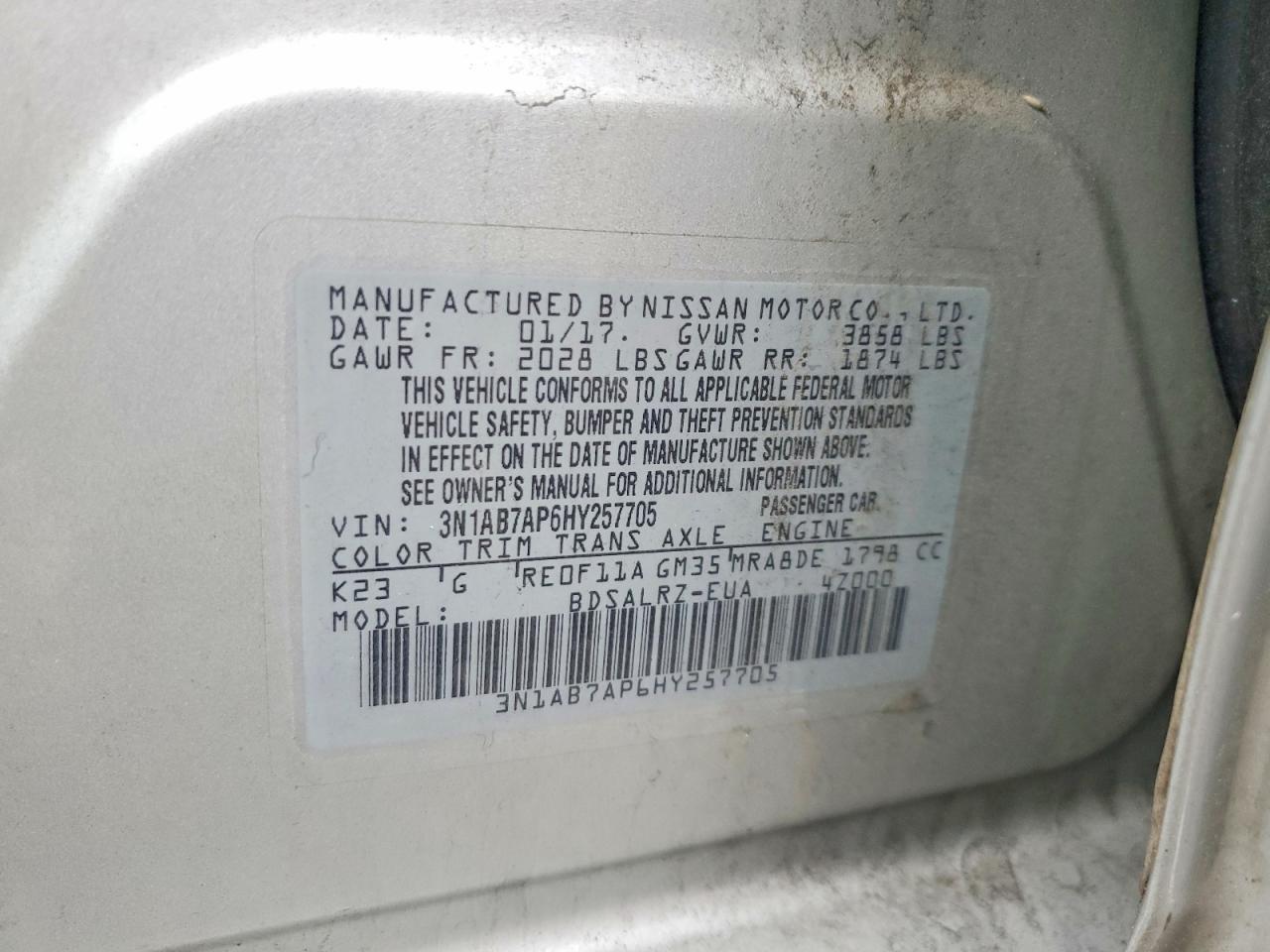 2017 NISSAN SENTRA S photo 34