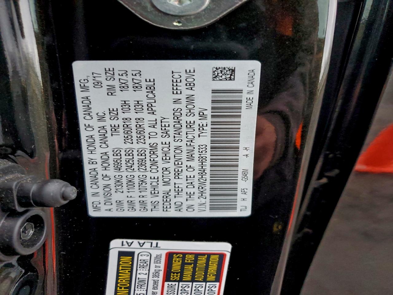 2017 HONDA CR-V EXL photo 13