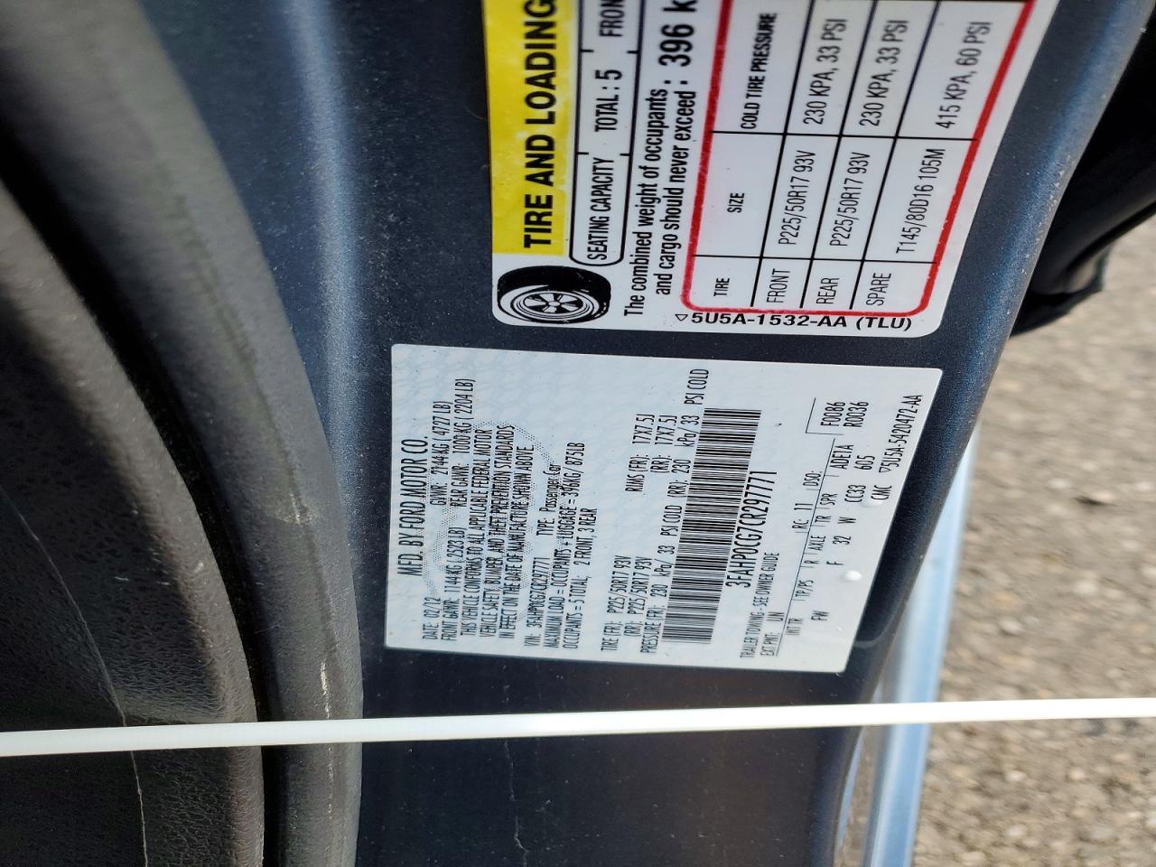 2012 FORD FUSION SEL photo 12