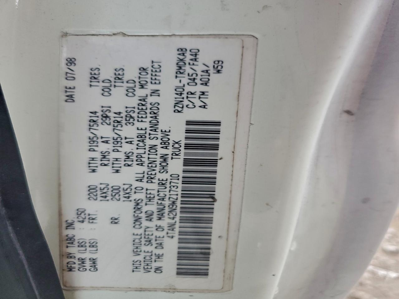 1998 TOYOTA TACOMA photo 45