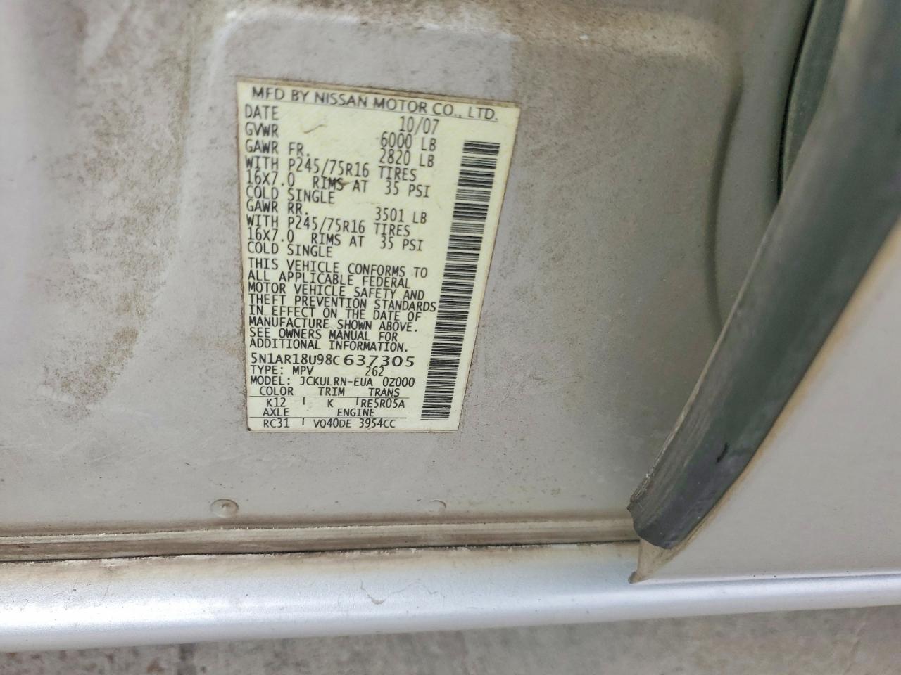2008 NISSAN PATHFINDER S photo 12