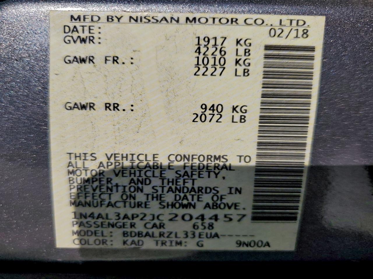 2018 NISSAN ALTIMA 2.5 photo 13