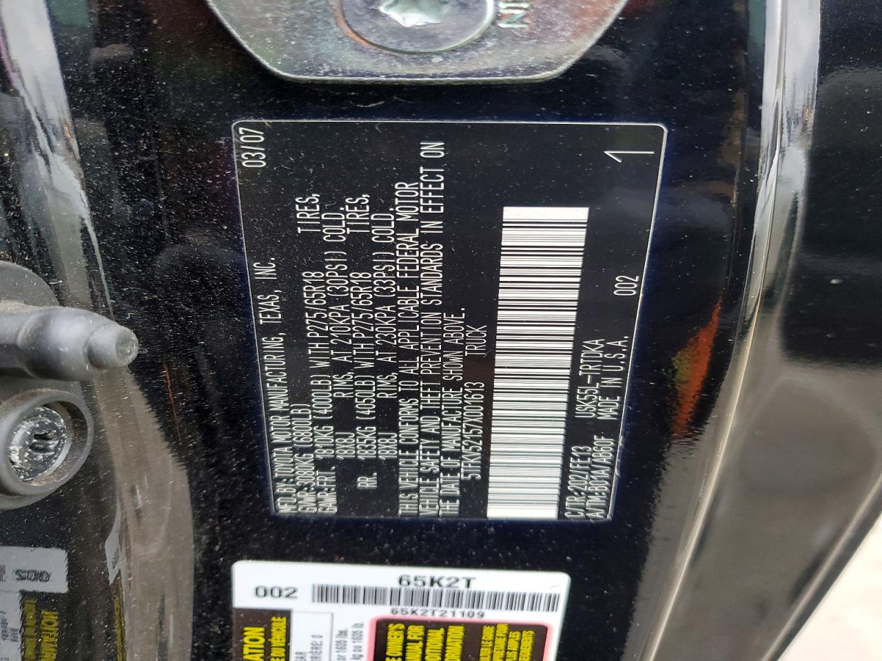2007 TOYOTA TUNDRA photo 12