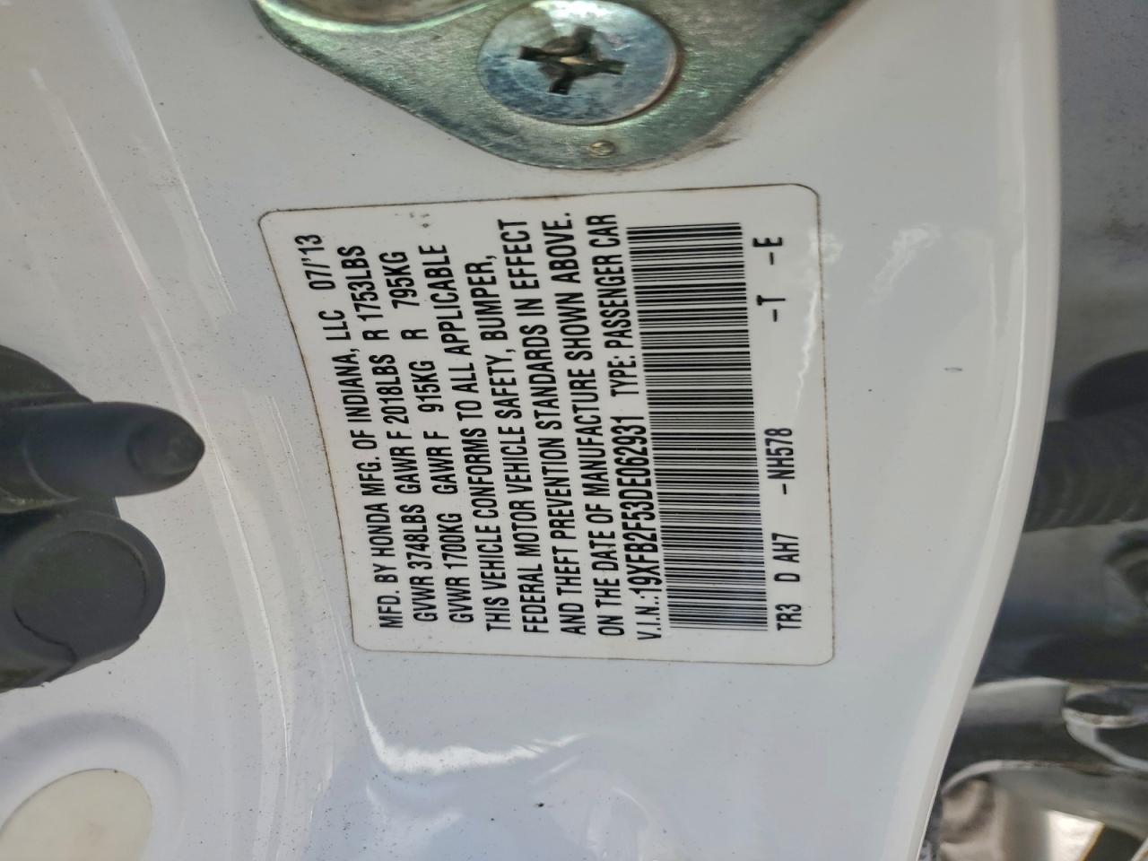 2013 HONDA CIVIC LX photo 13