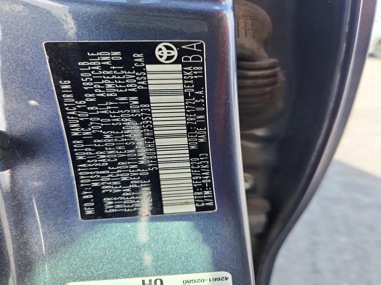 2017 TOYOTA COROLLA L photo 13