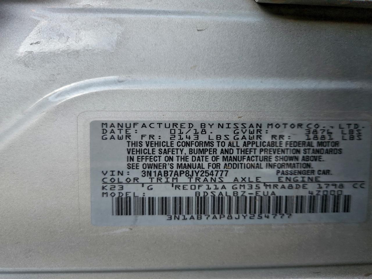 2018 NISSAN SENTRA S photo 12