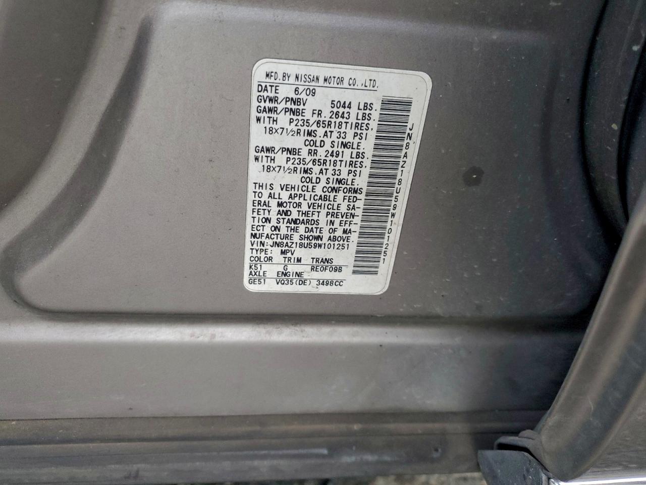 2009 NISSAN MURANO S photo 12