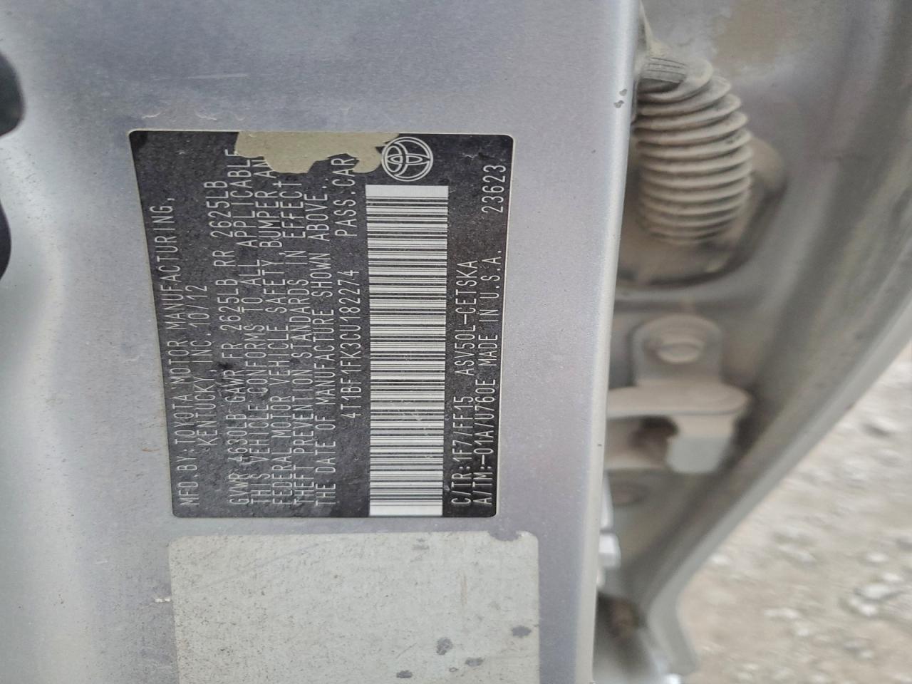 2012 TOYOTA CAMRY BASE photo 23