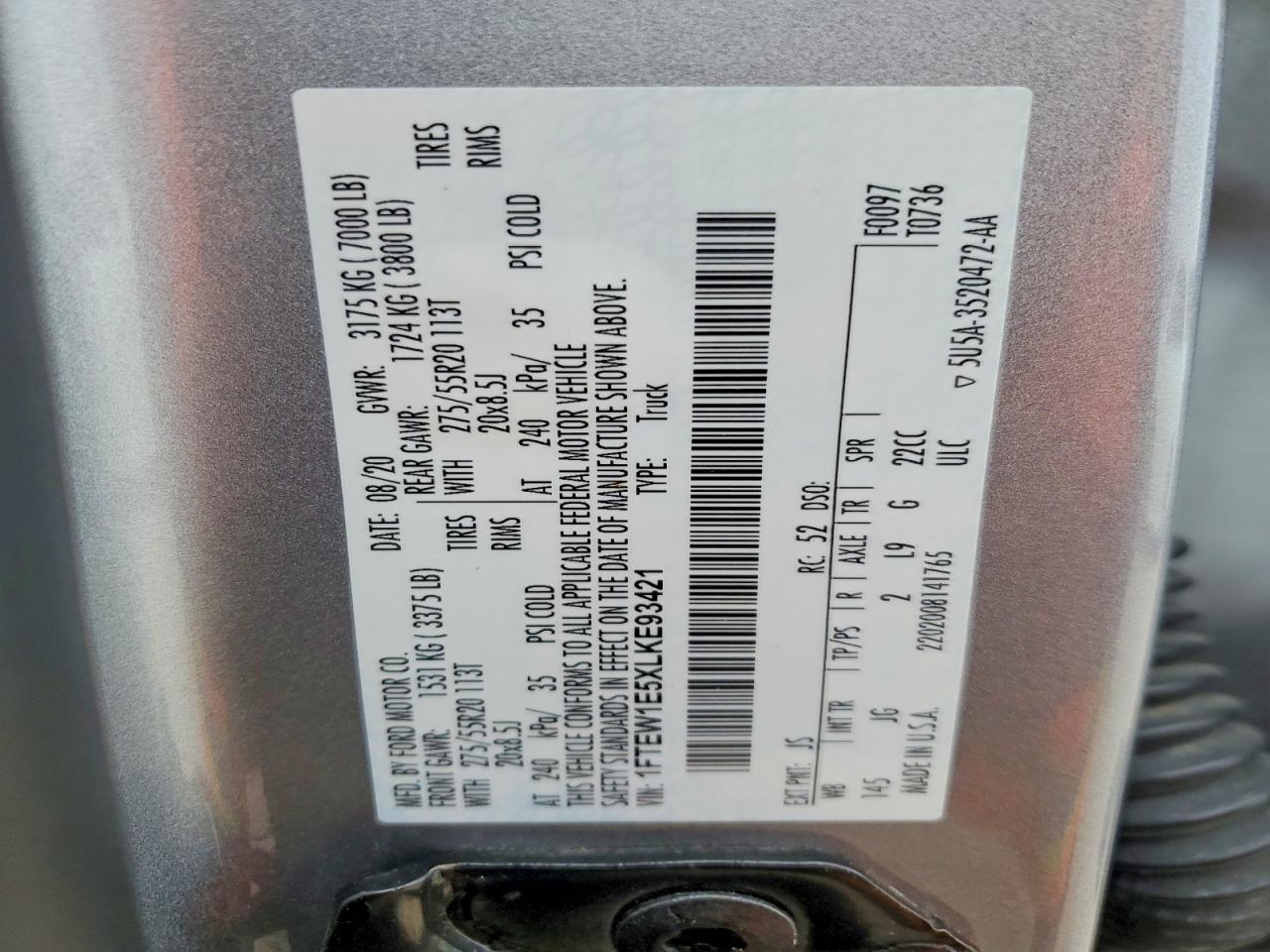 2020 FORD F150 SUPERCREW photo 13