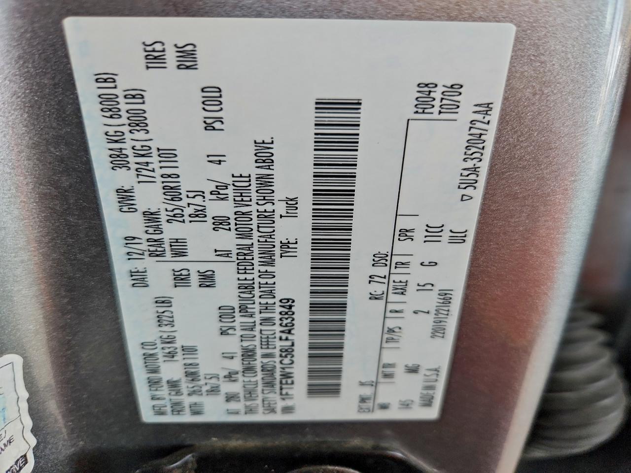 2020 FORD F150 SUPERCREW photo 12