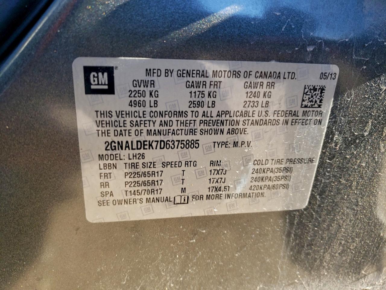 2013 CHEVROLET EQUINOX LT photo 13