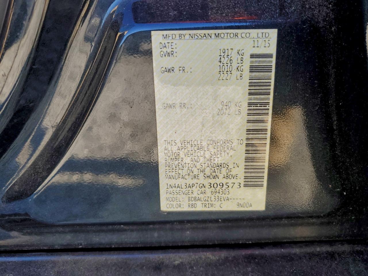 2016 NISSAN ALTIMA 2.5 photo 12
