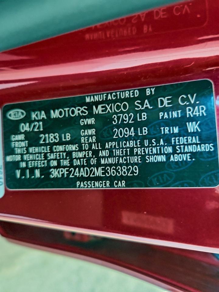 2021 KIA FORTE FE photo 12