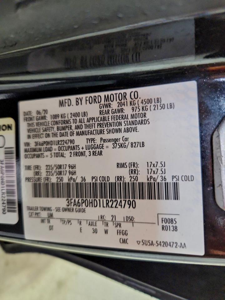 2020 FORD FUSION SE photo 12