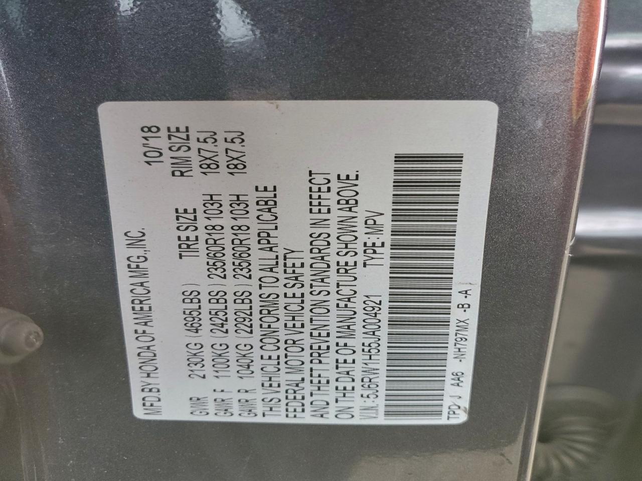 2018 HONDA CR-V EX photo 13