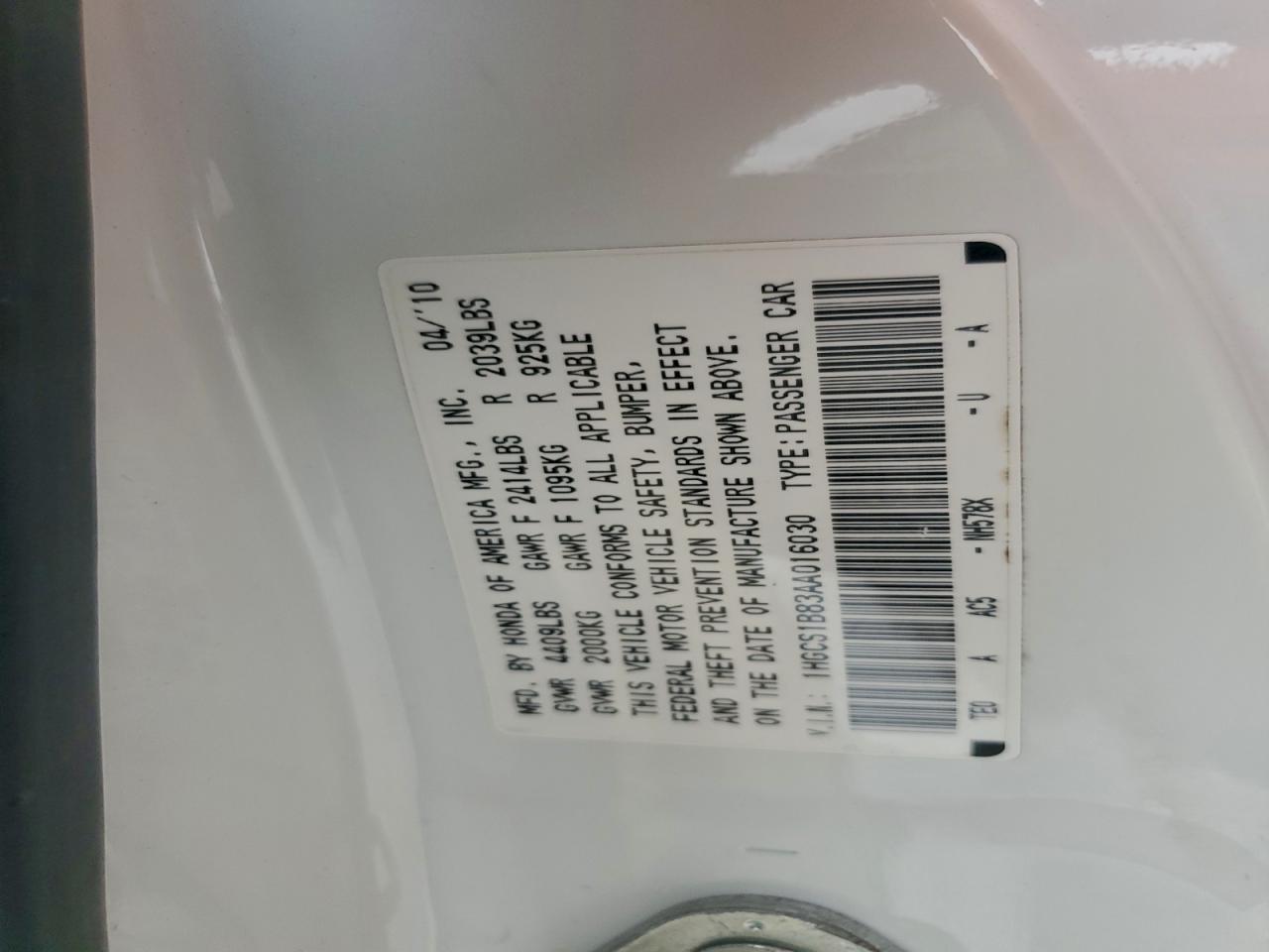 2010 HONDA ACCORD EXL photo 23