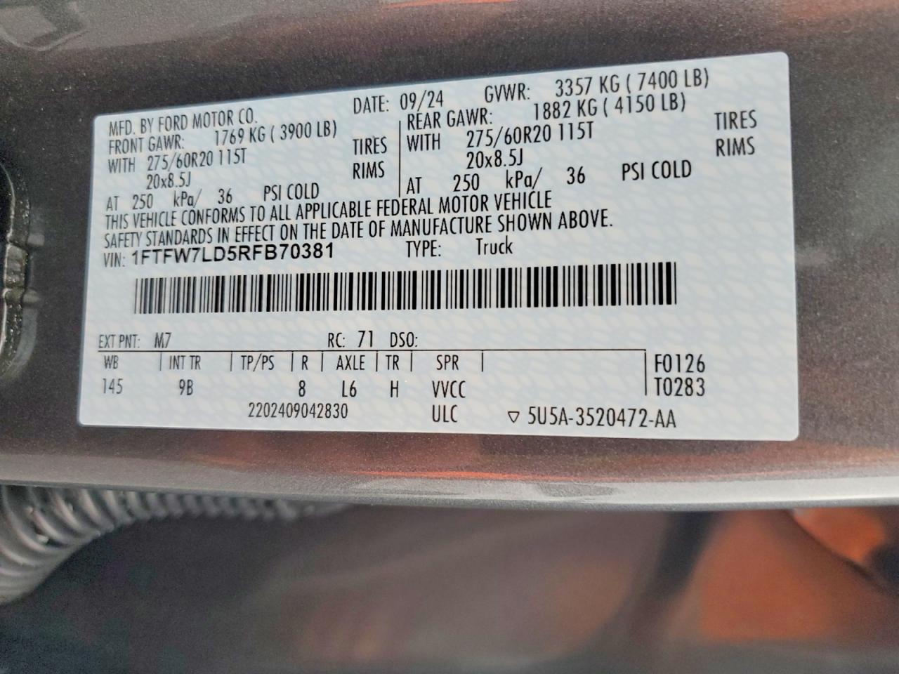 2024 FORD F150 PLATINUM photo 12