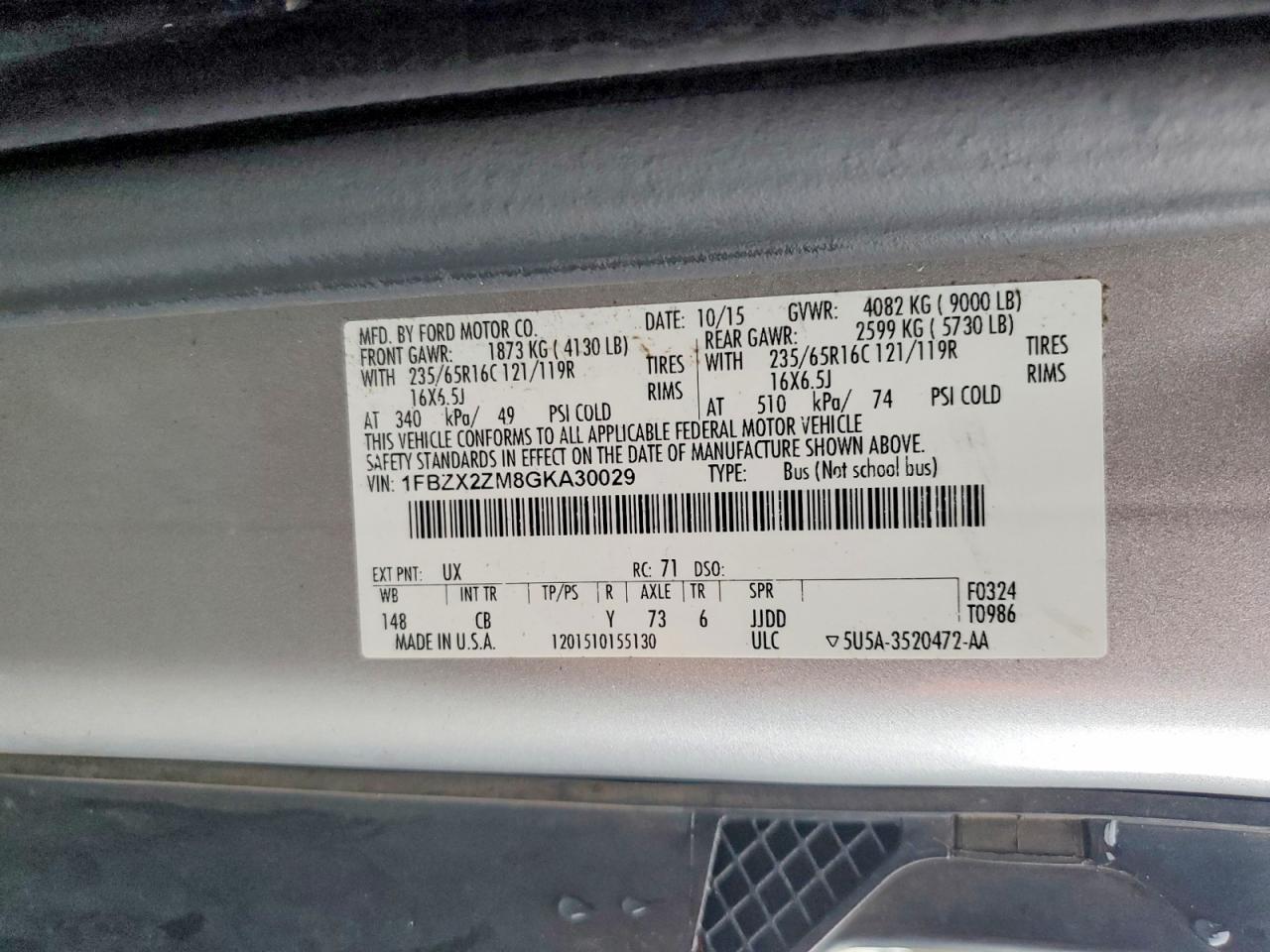 2016 FORD TRANSIT T-350 photo 13