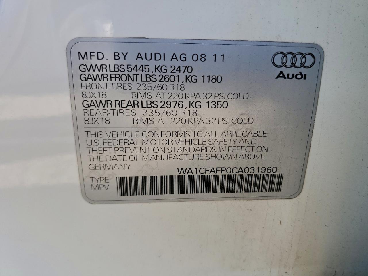 2012 AUDI Q5 PREMIUM photo 13