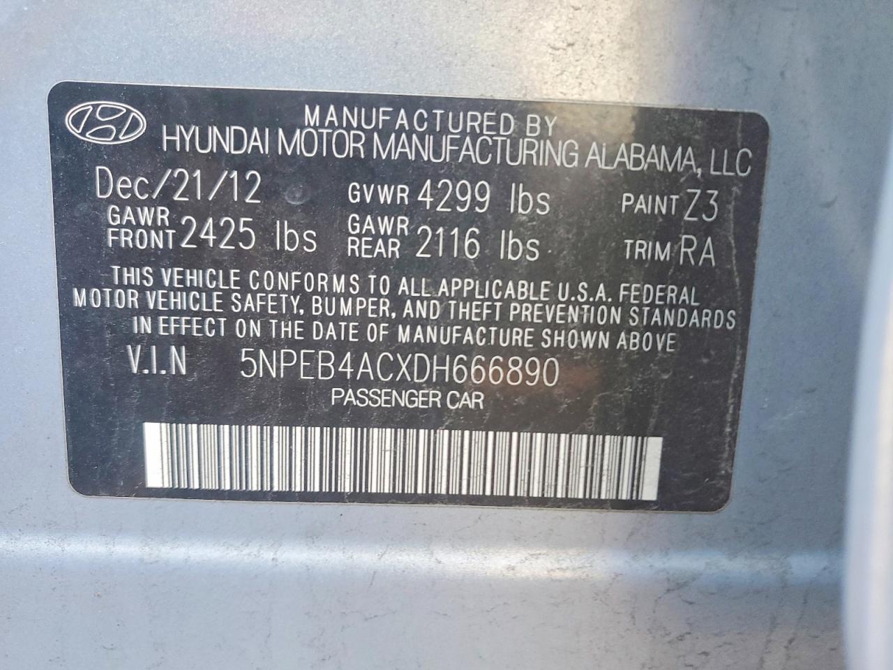 2013 HYUNDAI SONATA GLS photo 12