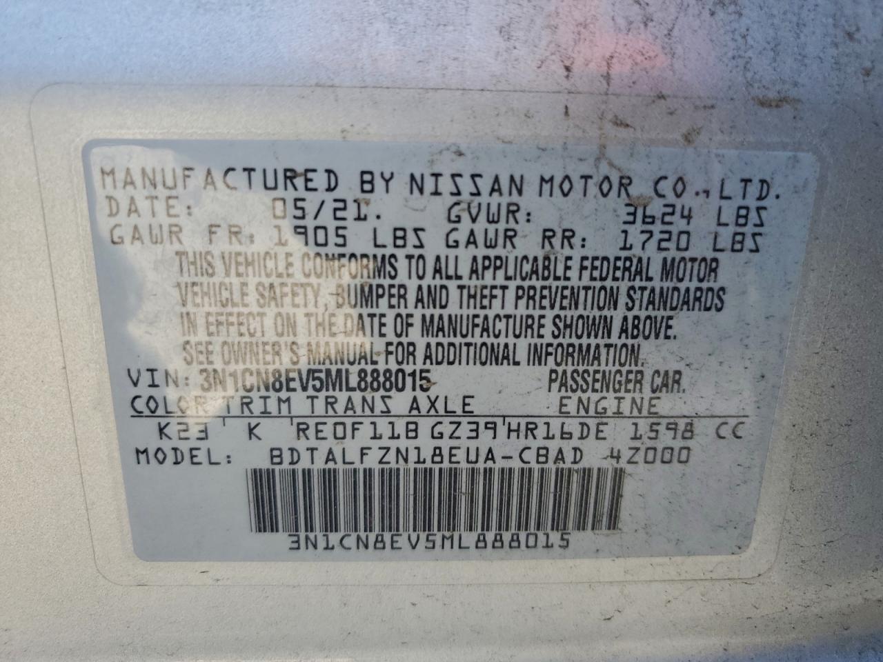 2021 NISSAN VERSA SV photo 13
