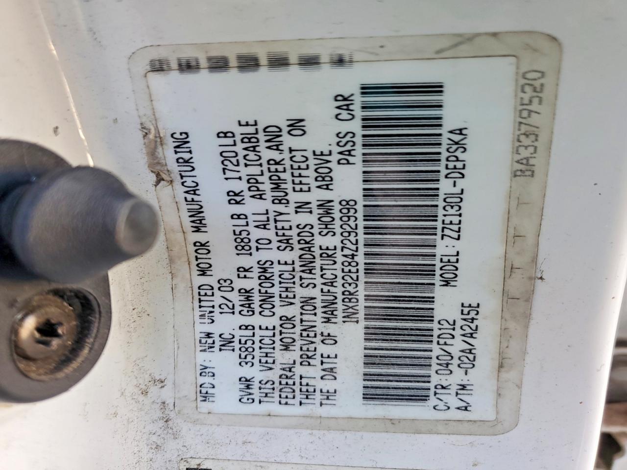 2004 TOYOTA COROLLA CE photo 12