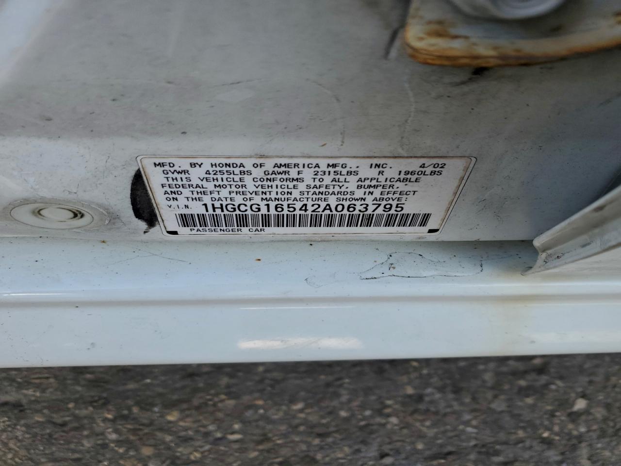 2002 HONDA ACCORD EX photo 12