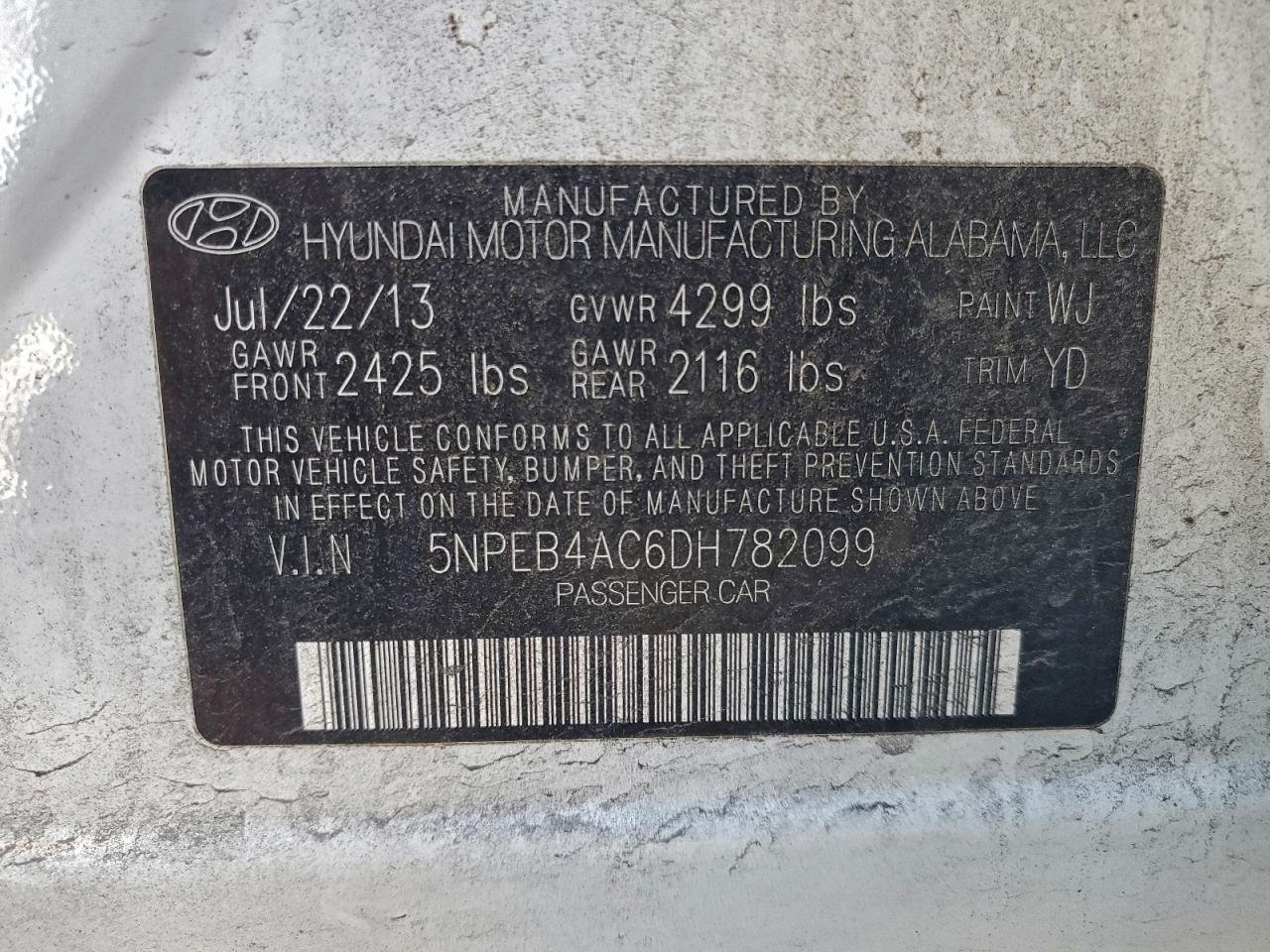 2013 HYUNDAI SONATA GLS photo 13
