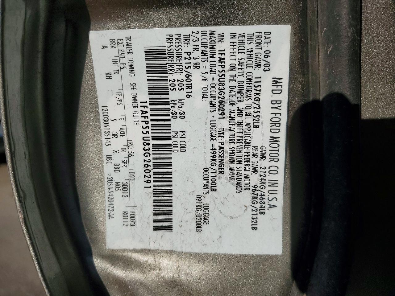 2003 FORD TAURUS SES photo 23