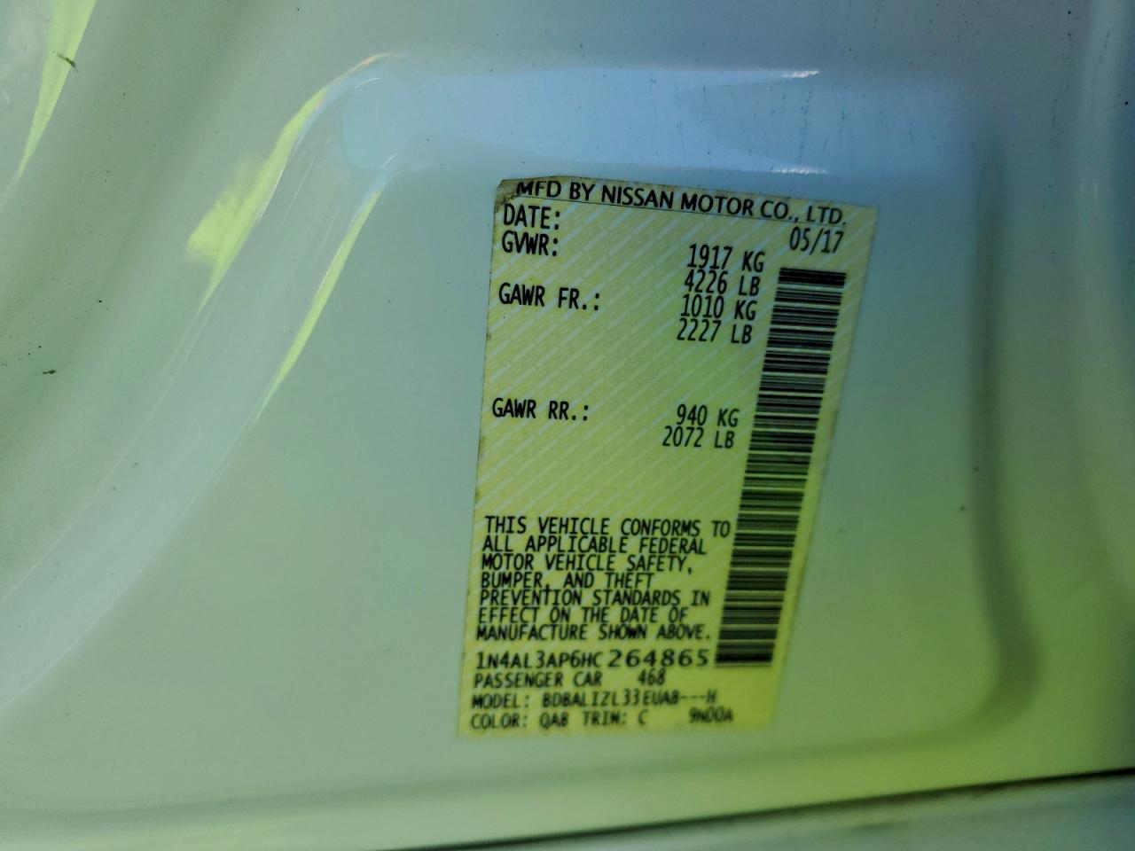 2017 NISSAN ALTIMA 2.5 photo 12