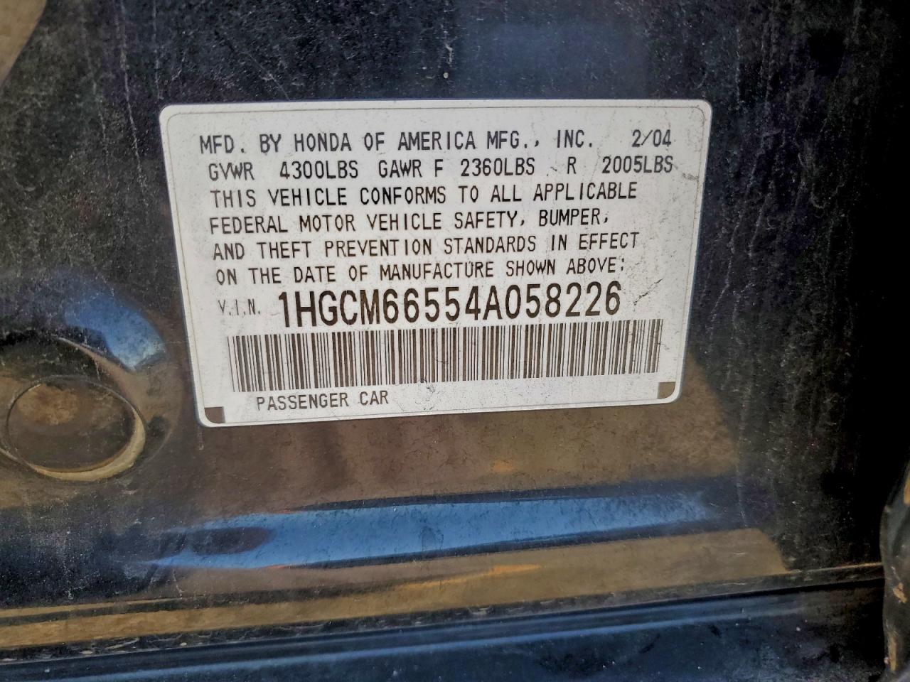 2004 HONDA ACCORD EX photo 12