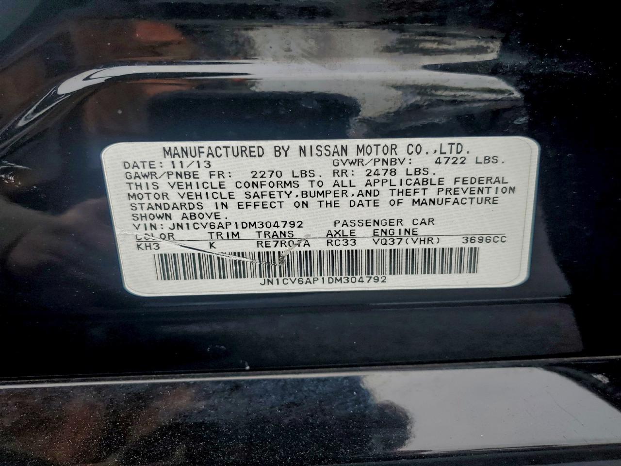 2013 INFINITI G37 BASE photo 12