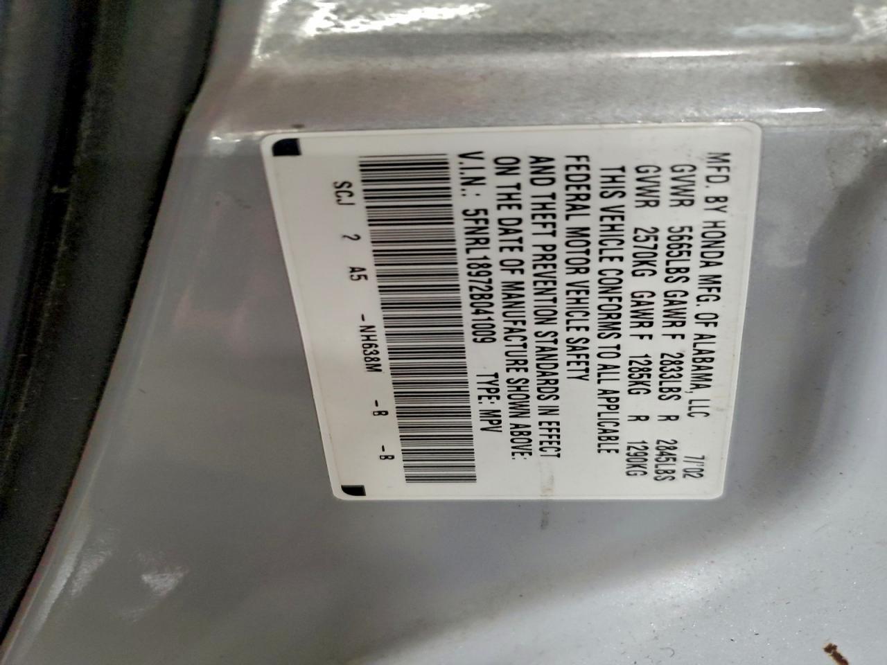 2002 HONDA ODYSSEY EXL photo 13