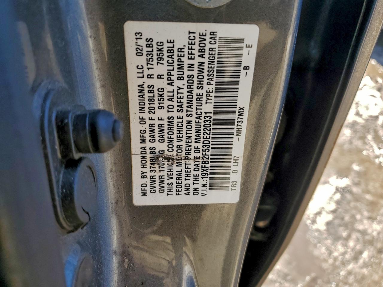 2013 HONDA CIVIC LX photo 12