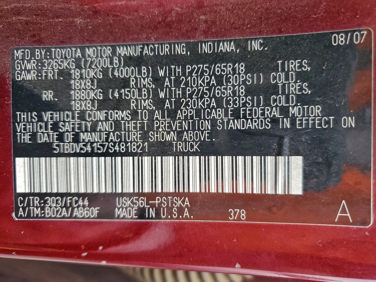 2007 TOYOTA TUNDRA CREWMAX SR5 photo 12